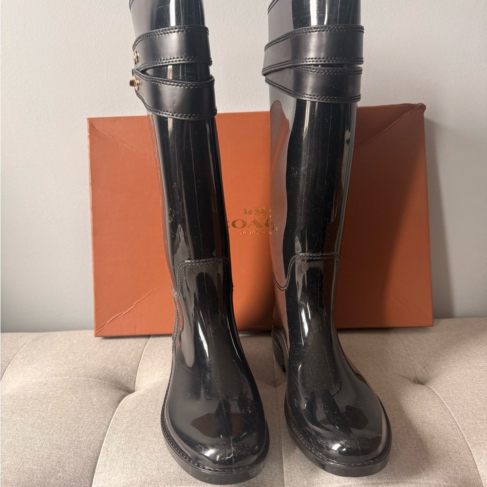 Coach Glossy Black Women's Winter Boots